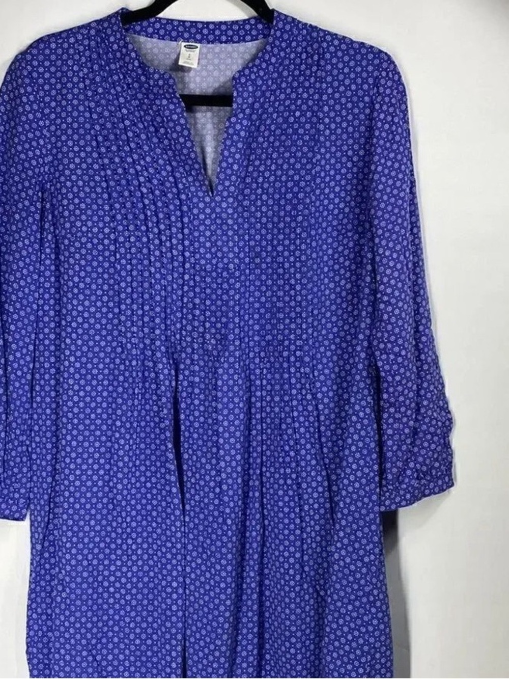 Women’s Blue Printed Split-Neck Tunic Top